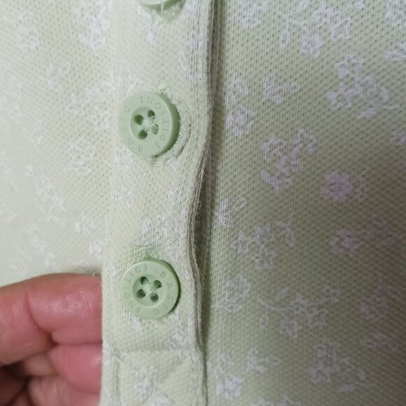Basic Editions Womens Light Green Floral Polo Shirt Size Large - Picture 6 of 11